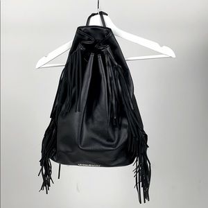 Black leather backpack